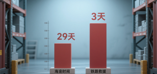 Side-by-side transit times for Marek’s porcelain shipment, showing 29-day sea delay vs. 3-day rail rescue.