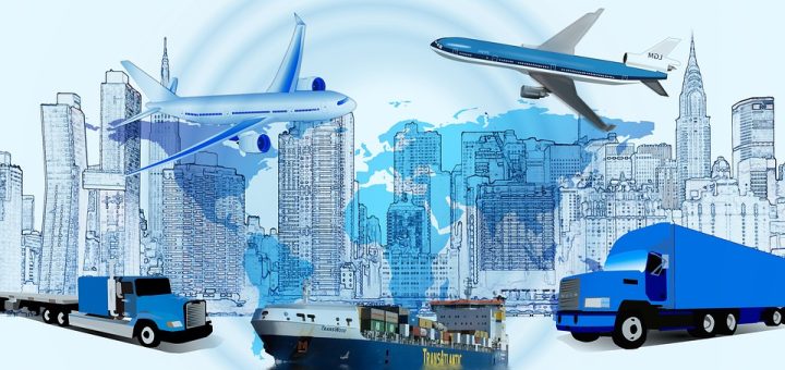 Banner illustration showing consolidated freight shipping from China to Europe and the USA for first-time importers.