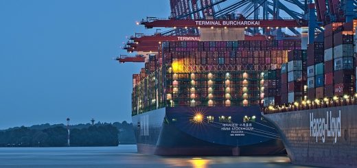 Map showing shipping routes between China, Europe and North America, highlighting how port fee changes affect route choices.