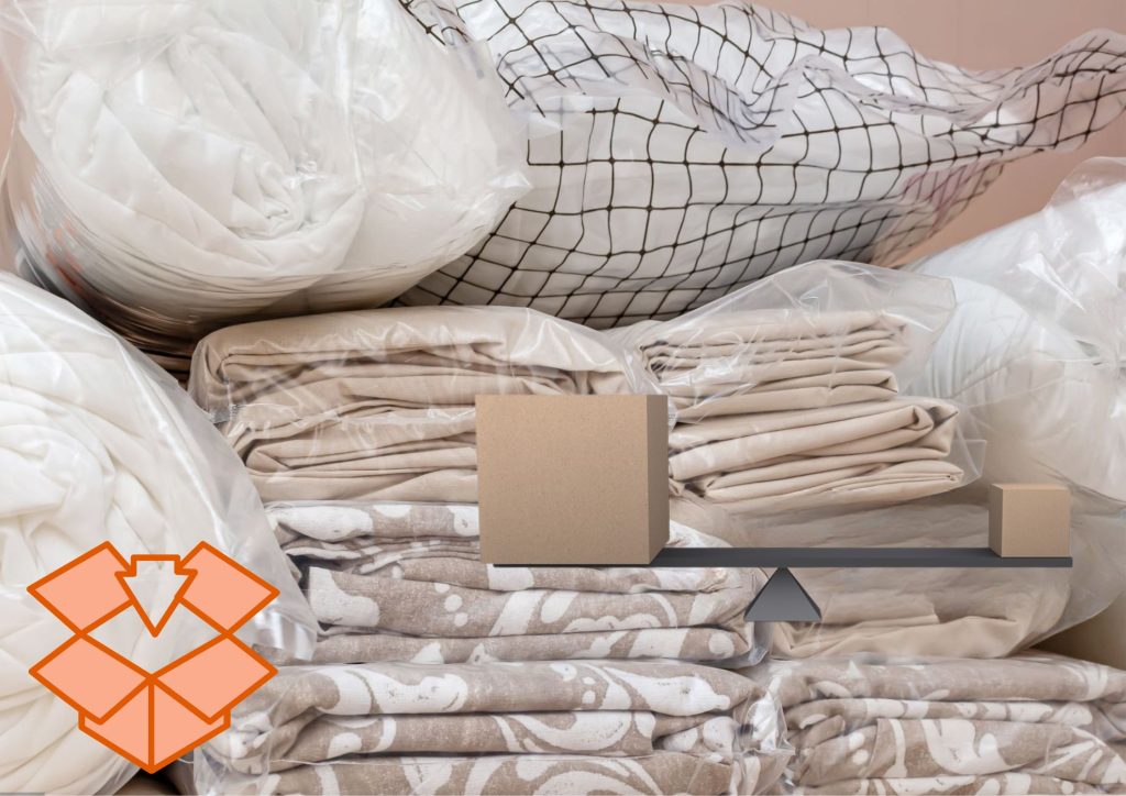 Diagram explaining the difference between volumetric weight and actual weight in China shipping.